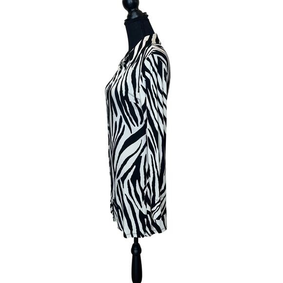 The Andamane Zebra Mini Shirt Dress MEDIUM Career Office Designer Italian $510 - Picture 7 of 12
